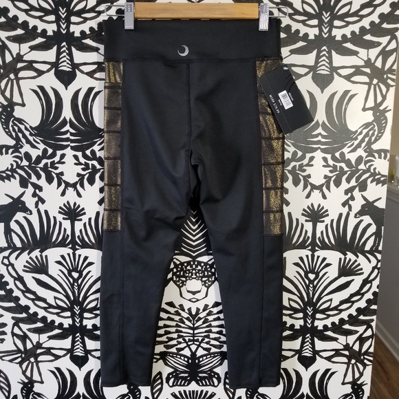 BSP BETTER SPORTS GOLD METALLIC /BLACK LEGGINGS M - Picture 6 of 8